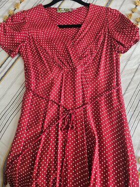 Red polka dot dress small